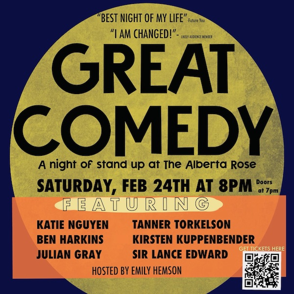 Great Comedy StandUp Showcase Alberta Rose Theatre Hosted by Emily